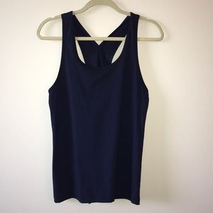 Beyond Yoga Navy Blue Split Back Tank Top
